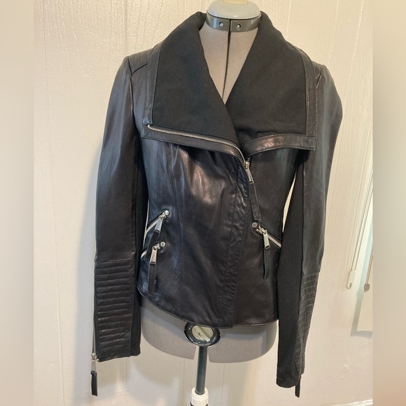 BCBG generation black real leather detailed jacket size S. - Picture 2 of 15